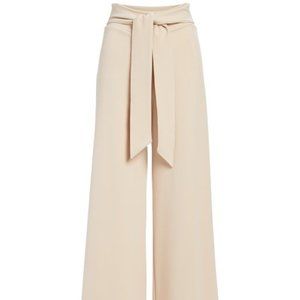 NEW Taupe tan  Tie-Waist Pull On Palazzo Pants Wide Leg neutral business…